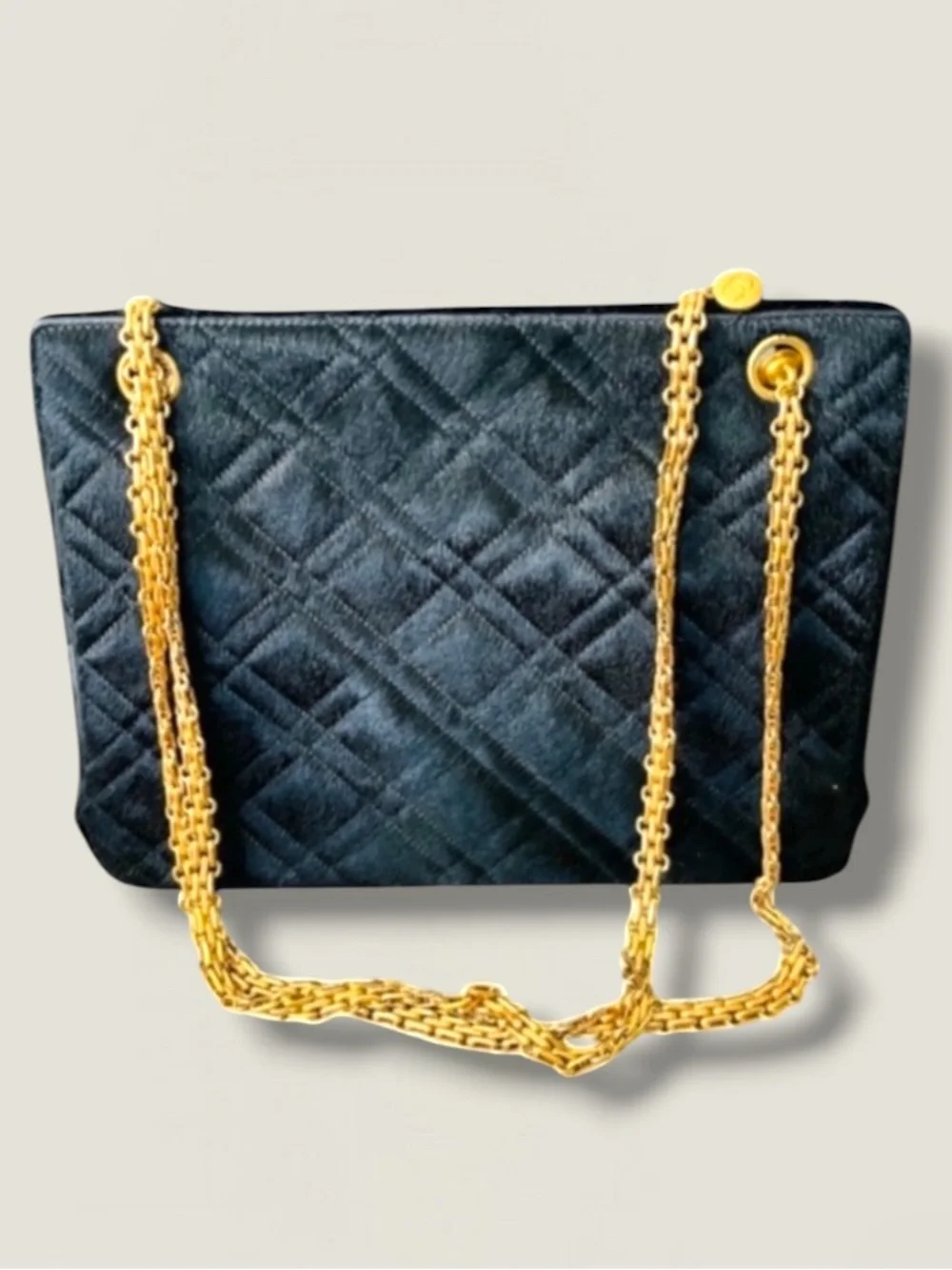 Rare! CHANEL VTG PONY HAIR QUILTED BAG GOLD HARDWARE CIRCA 1970-1980 France